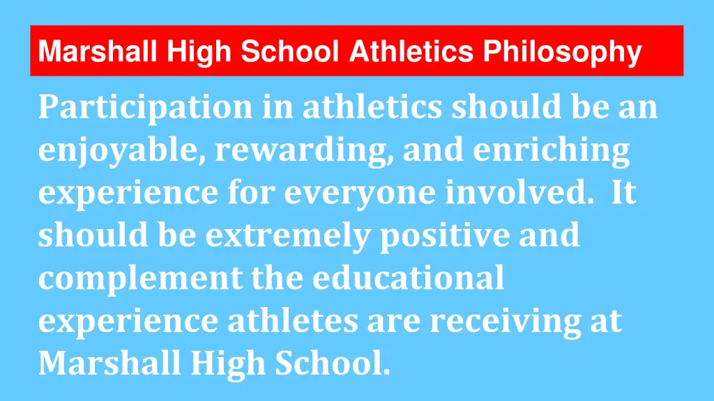 marshall high school athletics philosophy