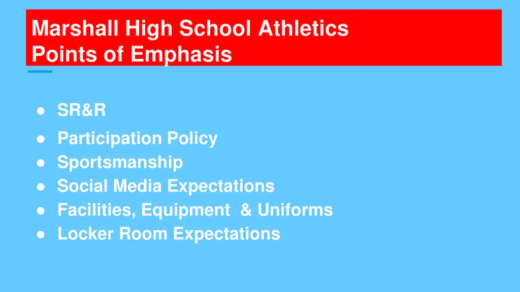 marshall high school athletics points of emphasis