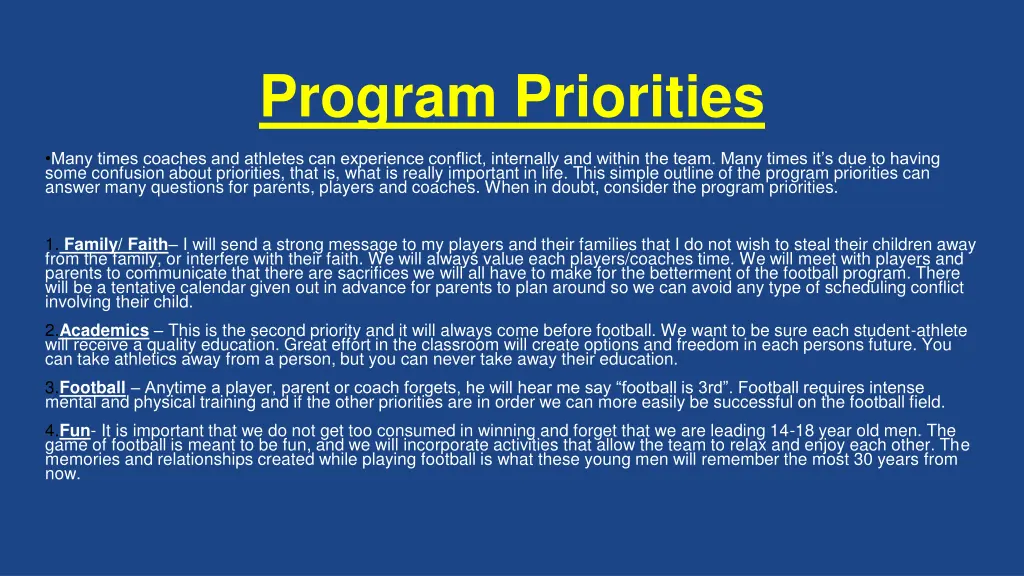 program priorities