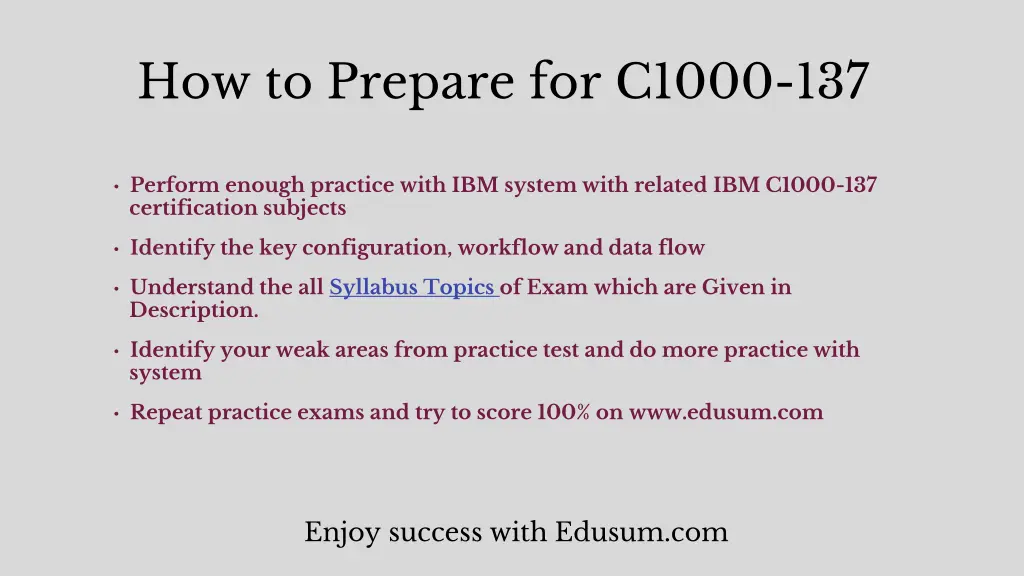 how to prepare for c1000 137