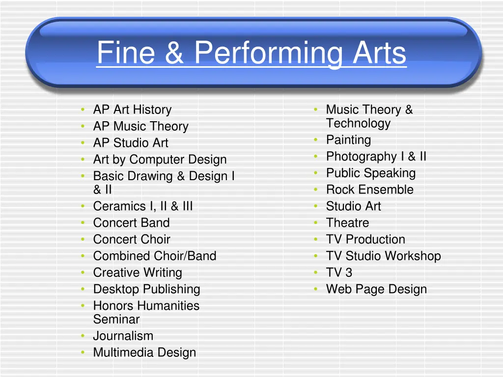 fine performing arts