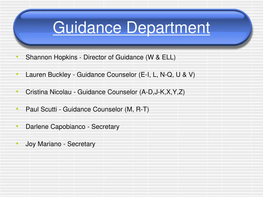 guidance department