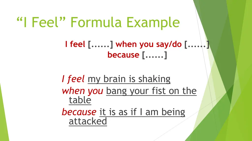 i feel formula example