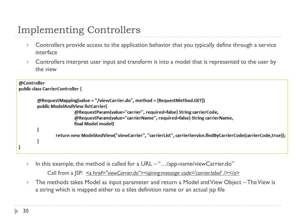 implementing controllers