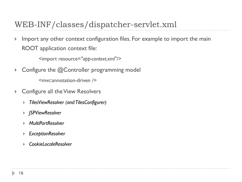 web inf classes dispatcher servlet xml