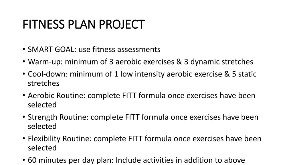 fitness plan project fitness plan project