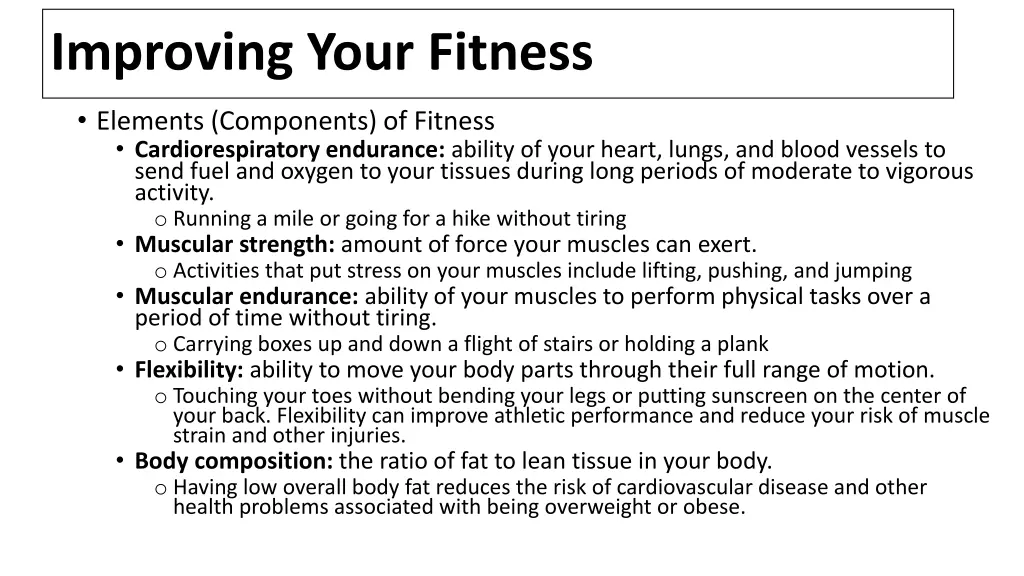 improving your fitness