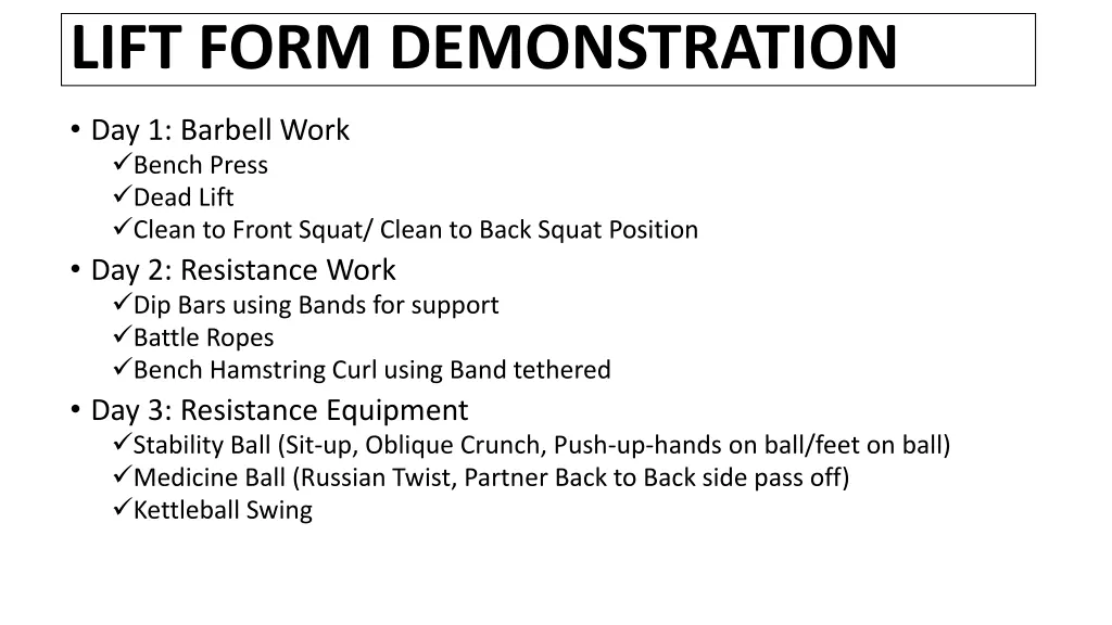 lift form demonstration