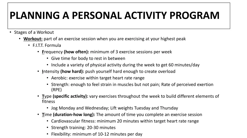 planning a personal activity program 5