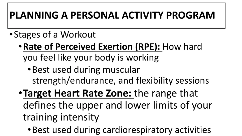 planning a personal activity program 6