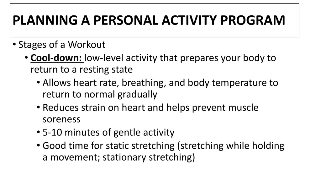 planning a personal activity program 7