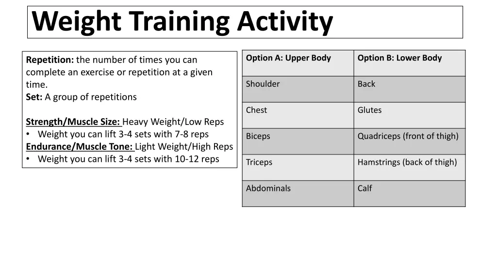 weight training activity 1