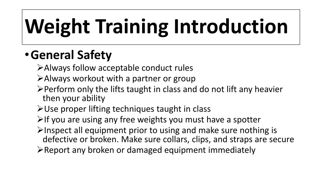 weight training introduction 1