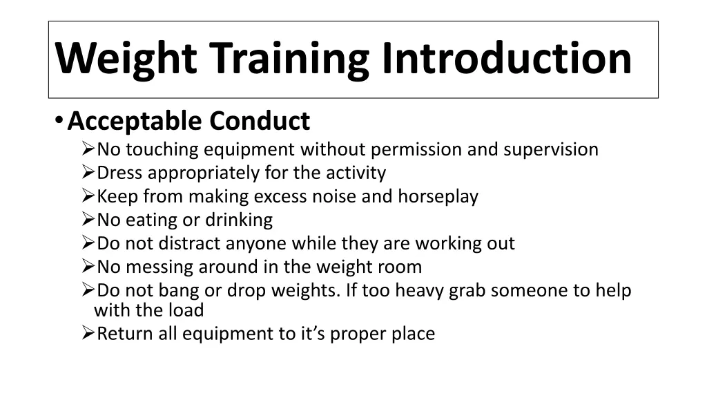 weight training introduction