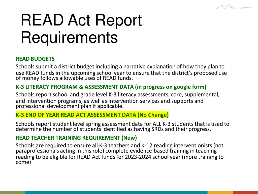 read act report requirements