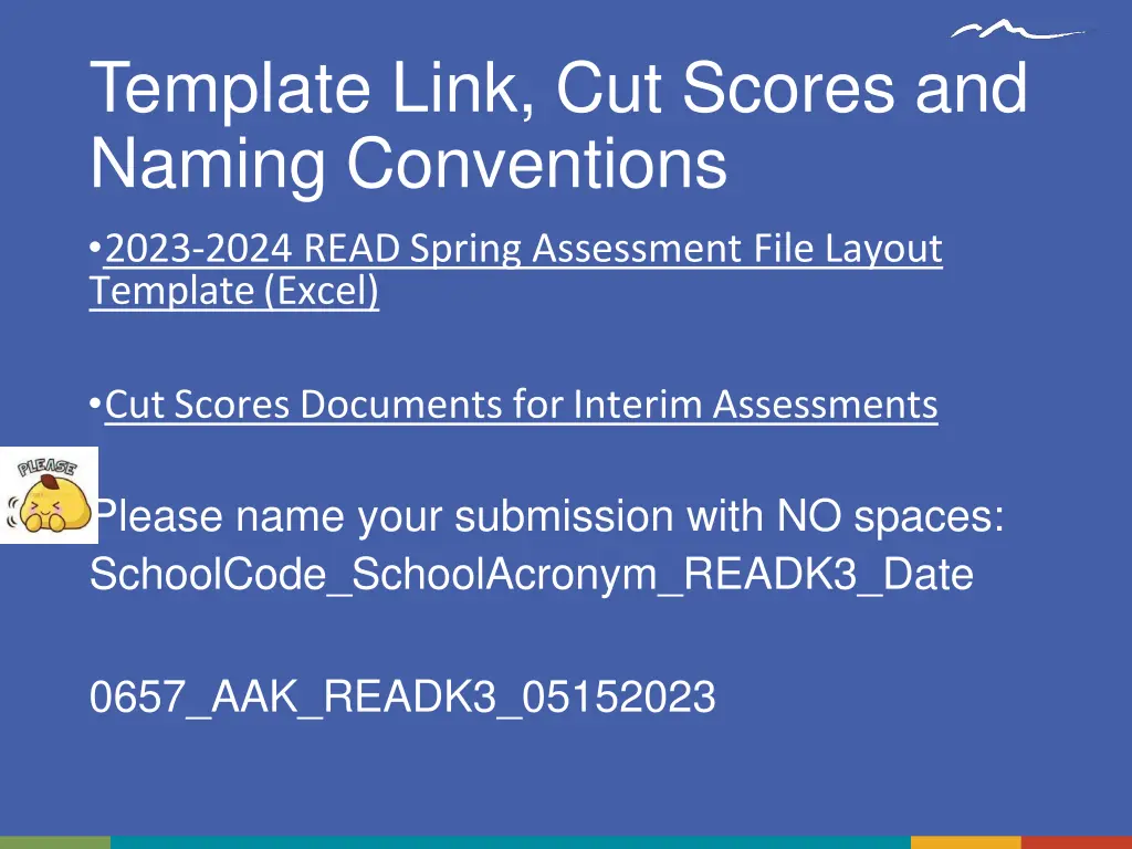 template link cut scores and naming conventions