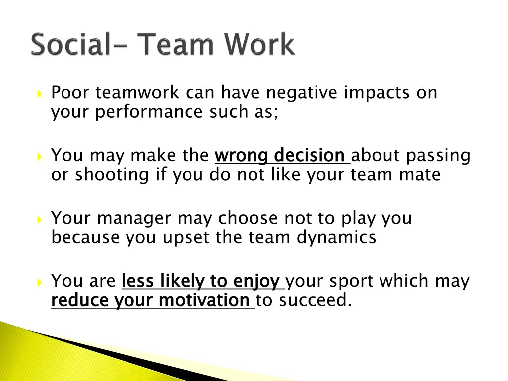 poor teamwork can have negative impacts on your