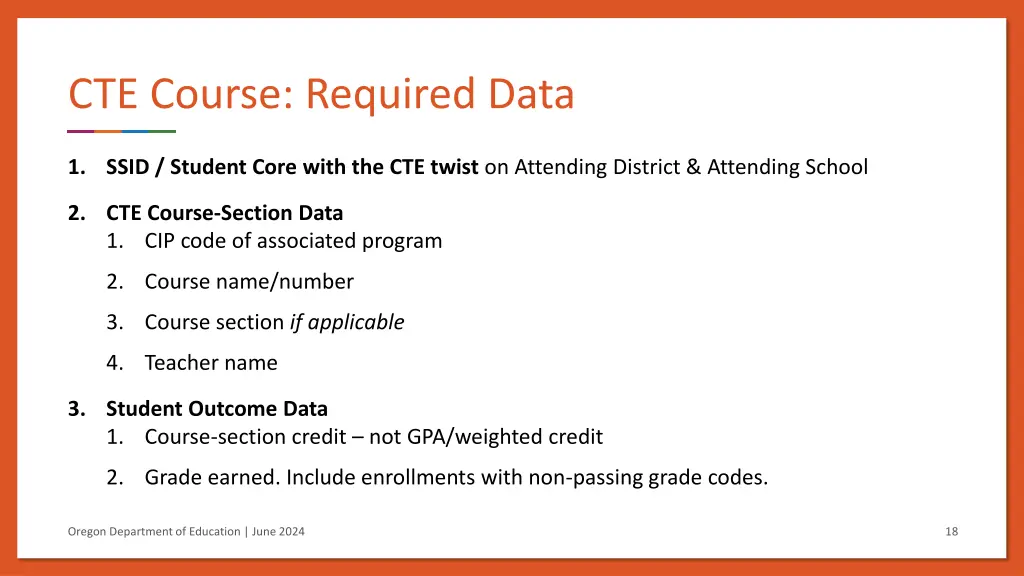 cte course required data