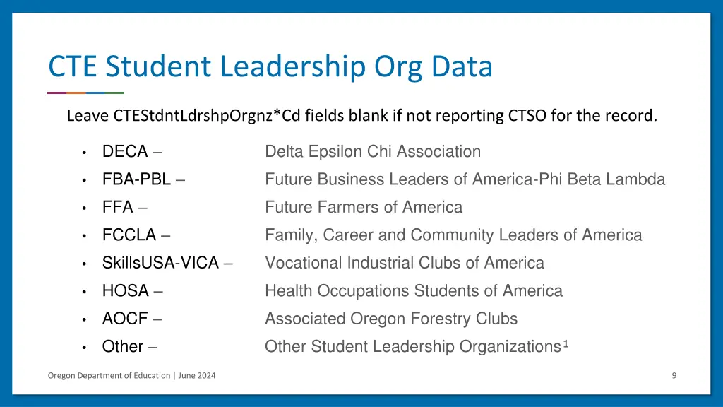 cte student leadership org data