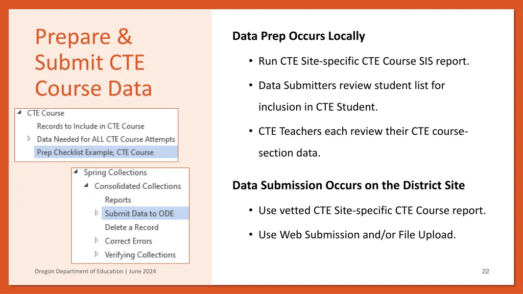 prepare submit cte course data