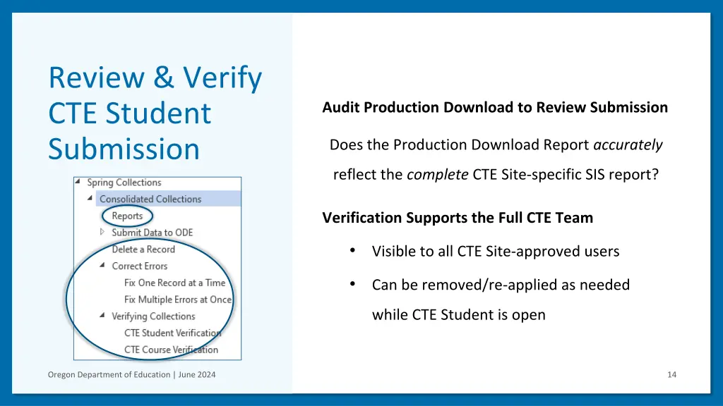 review verify cte student submission