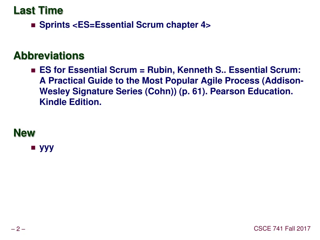 last time sprints es essential scrum chapter 4