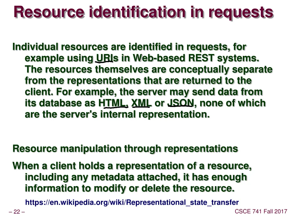 resource identification in requests