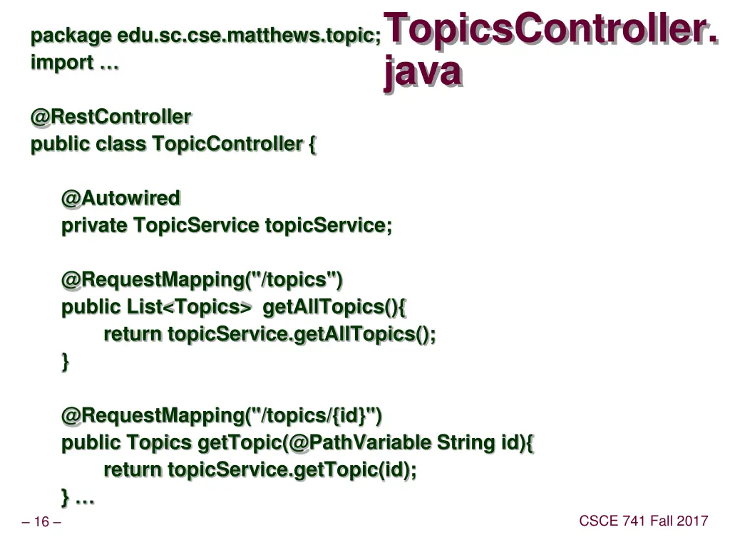 topicscontroller java