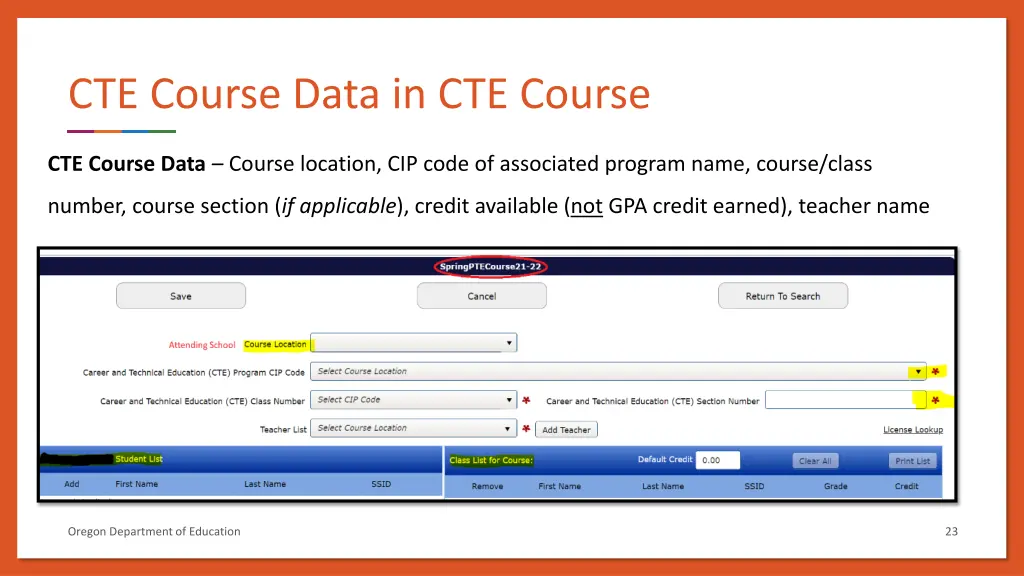 cte course data in cte course