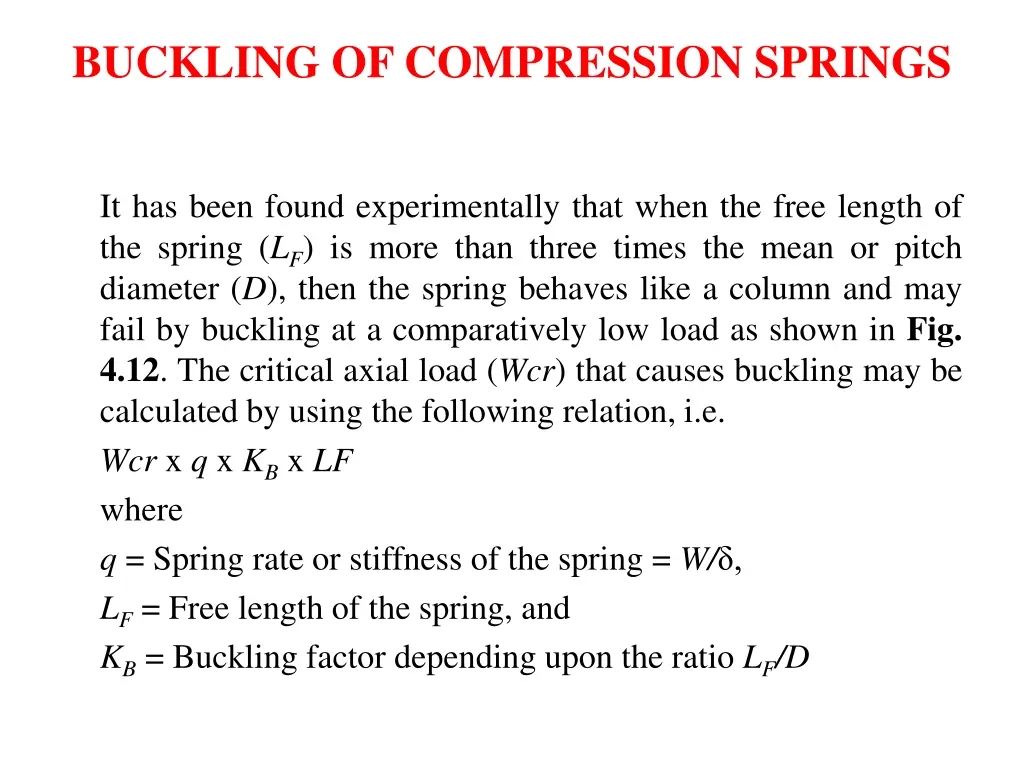 buckling of compression springs