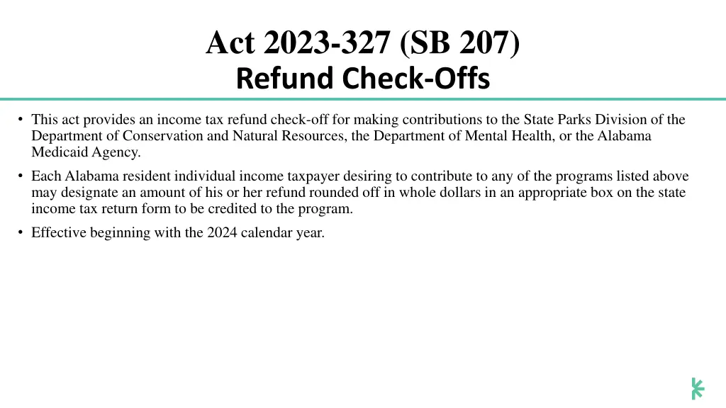 act 2023 327 sb 207 refund check offs