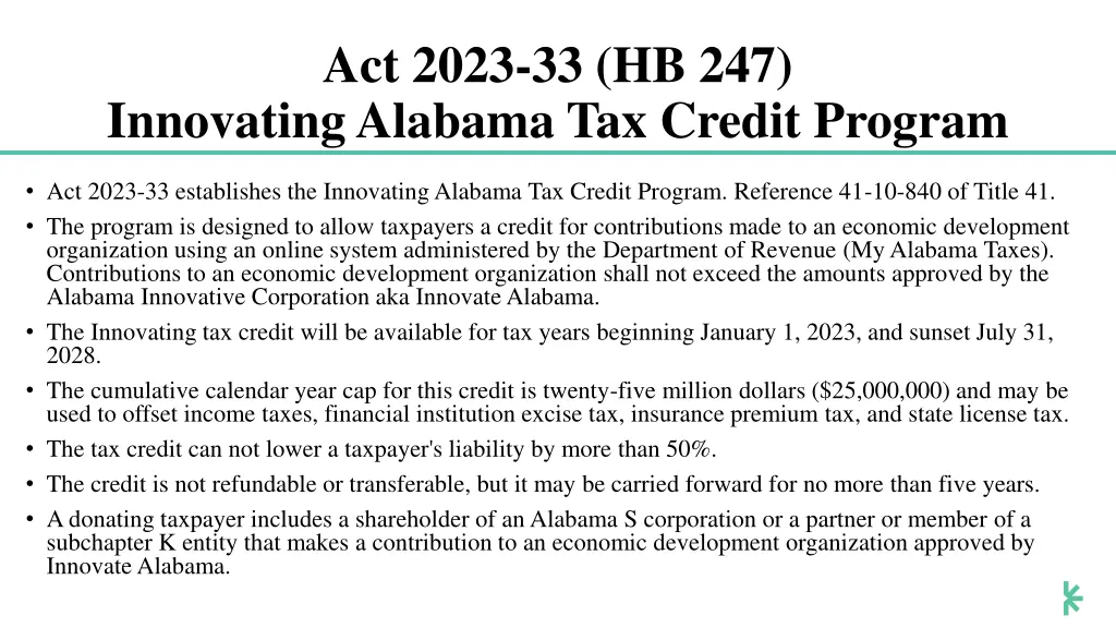 act 2023 33 hb 247 innovating alabama tax credit