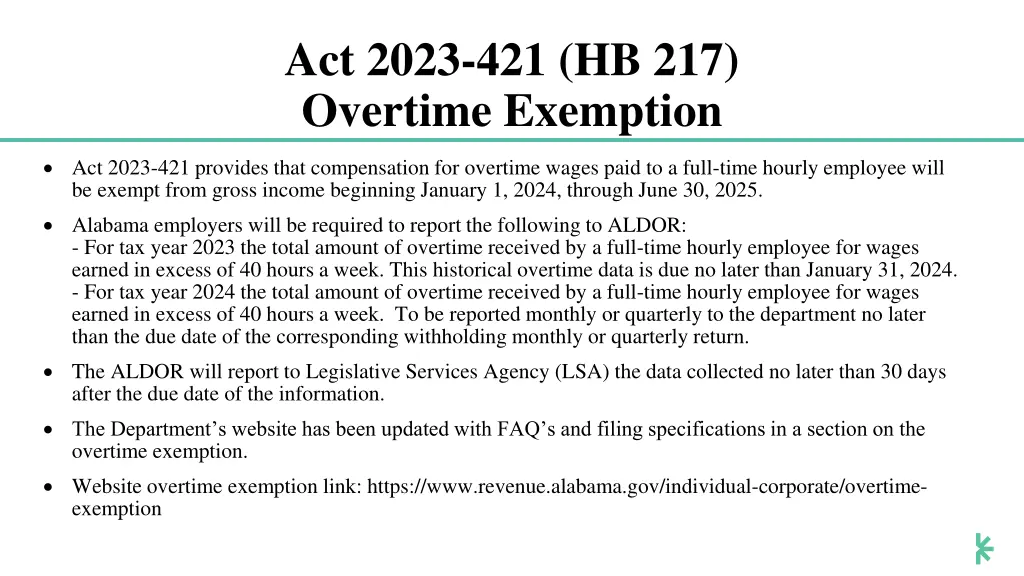 act 2023 421 hb 217 overtime exemption