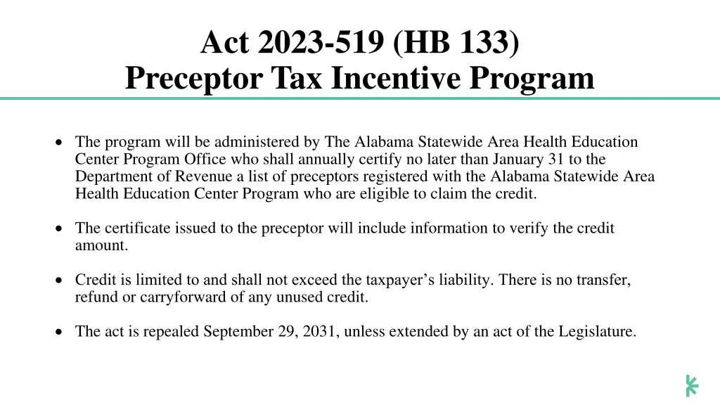 act 2023 519 hb 133 preceptor tax incentive 1