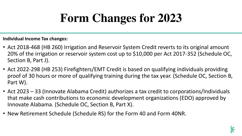 form changes for 2023