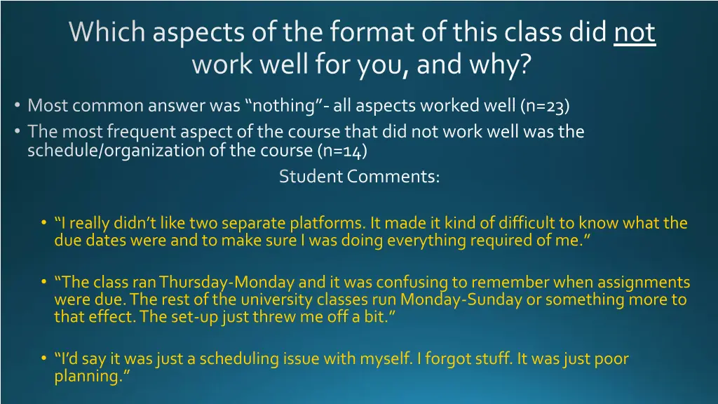 which aspects of the format of this class