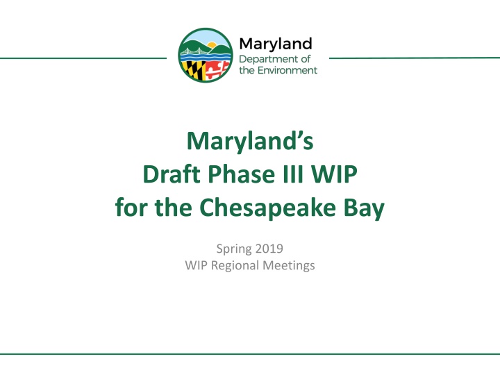 maryland s draft phase iii wip for the chesapeake