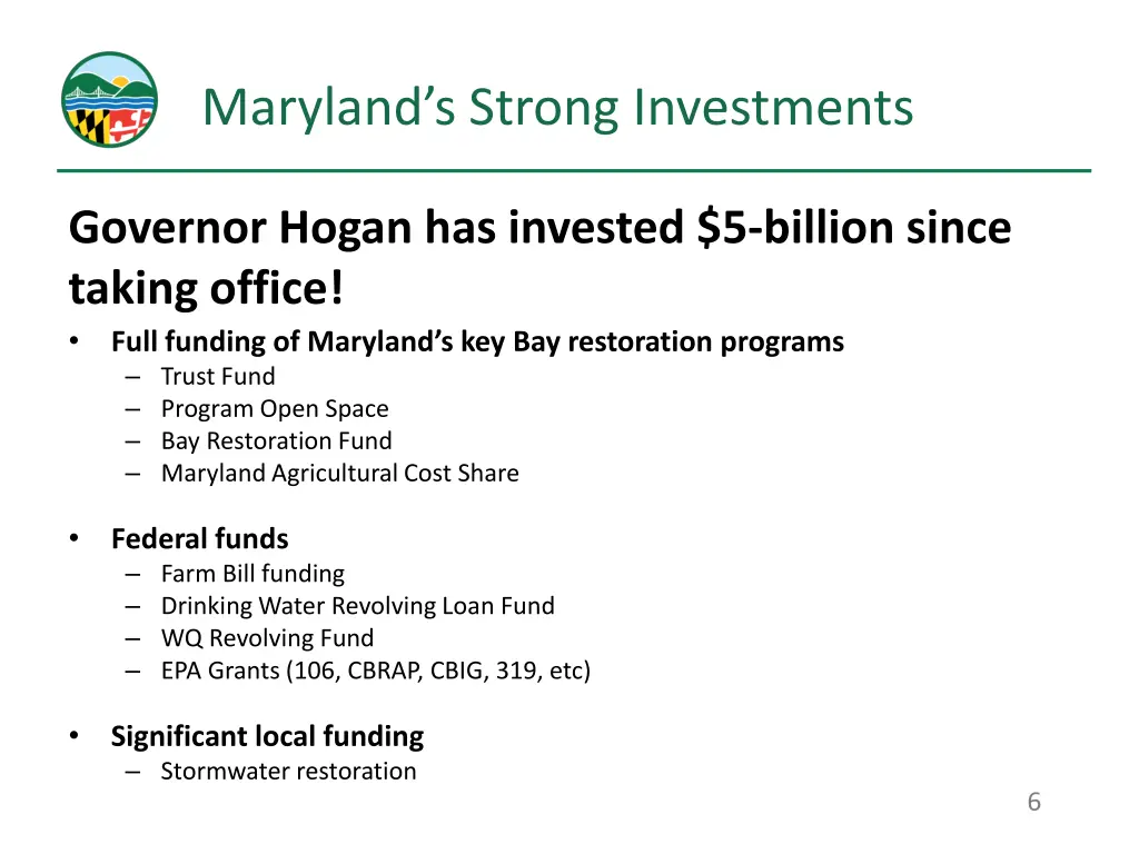 maryland s strong investments