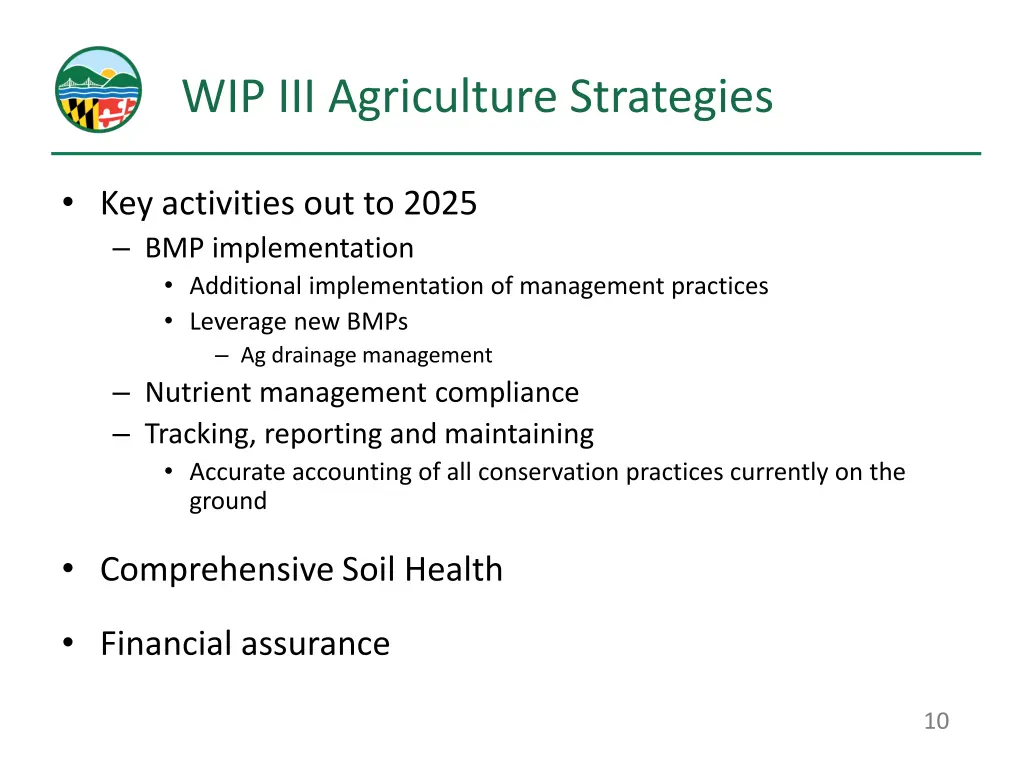 wip iii agriculture strategies