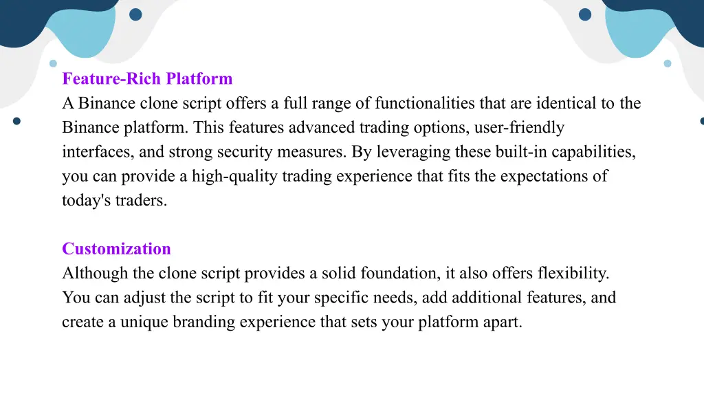 feature rich platform a binance clone script