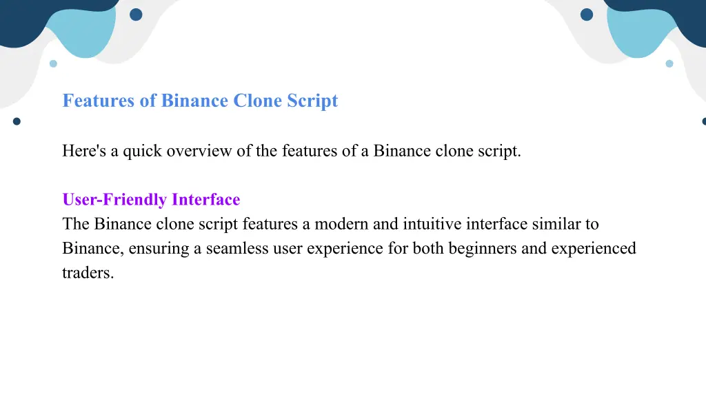 features of binance clone script