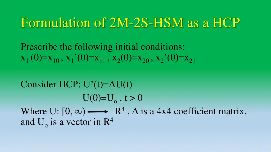 formulation of 2m 2s hsm as a hcp