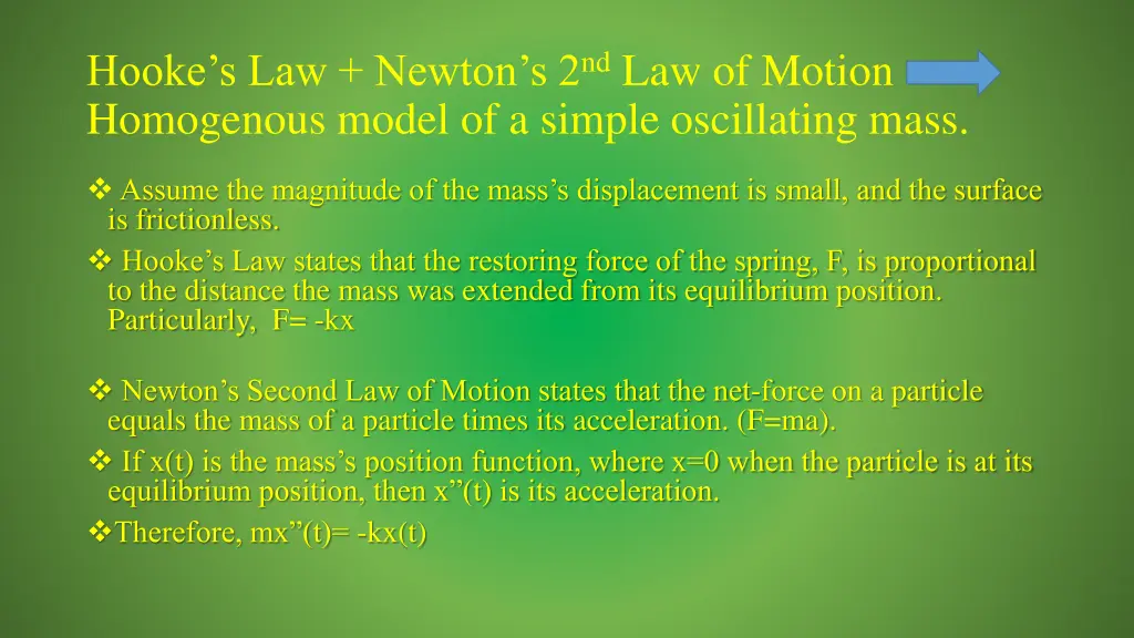 hooke s law newton s 2 nd law of motion