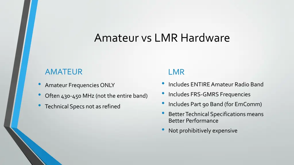 amateur vs lmr hardware