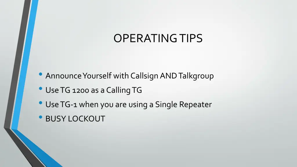 operating tips