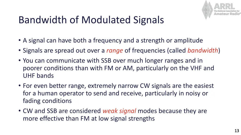 bandwidth of modulated signals