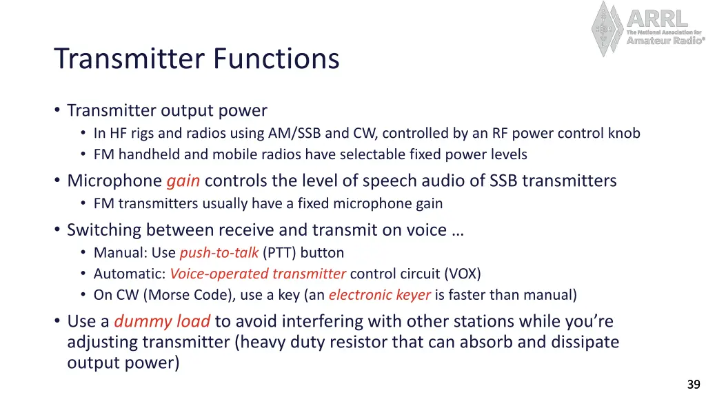 transmitter functions