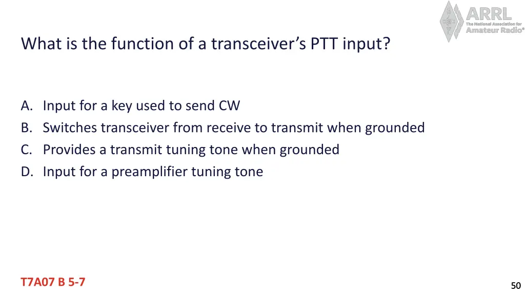 what is the function of a transceiver s ptt input