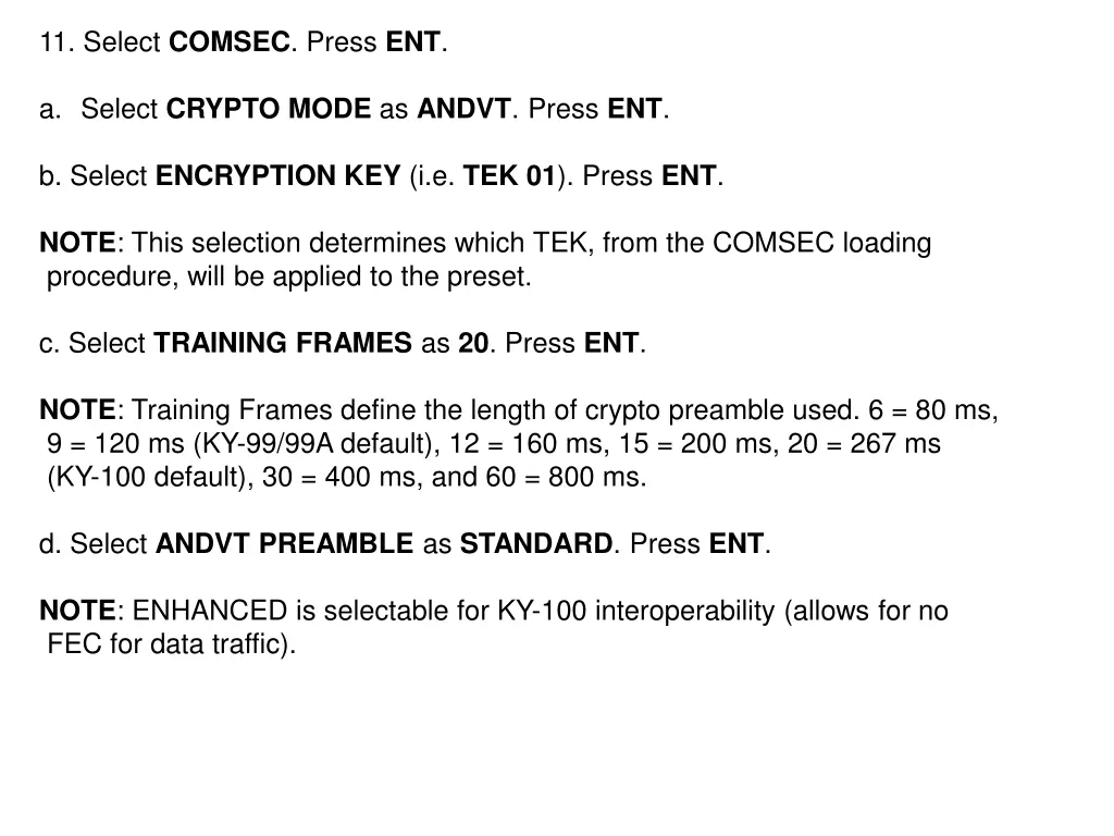 11 select comsec press ent