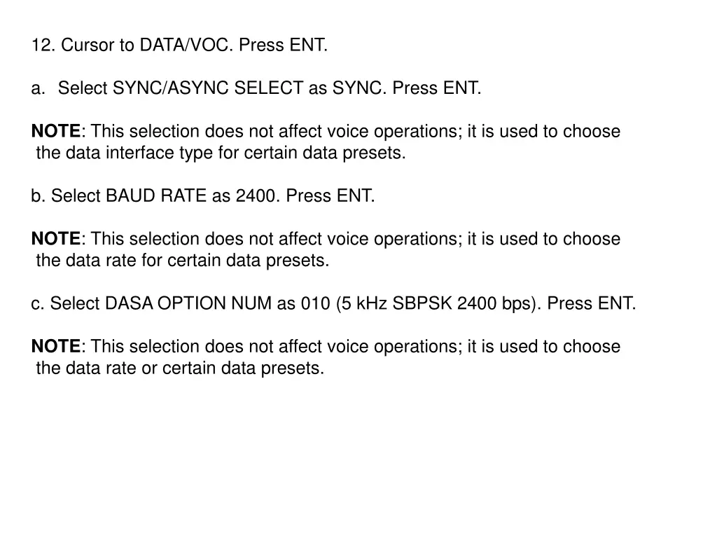 12 cursor to data voc press ent